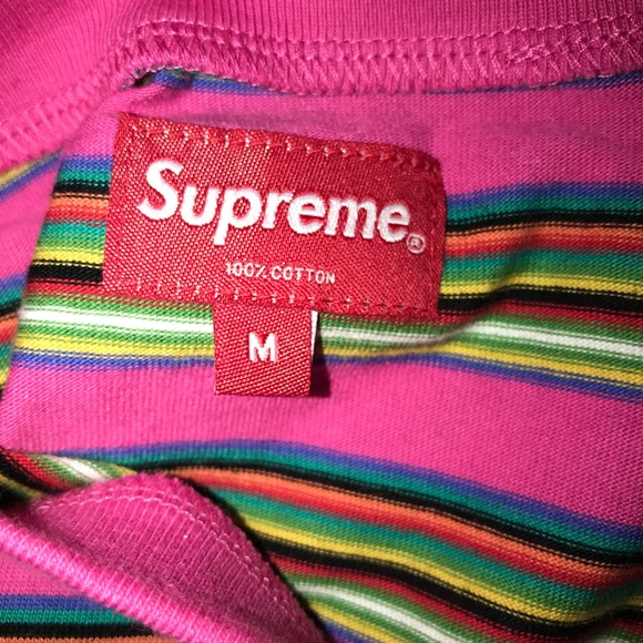 SUPREME PINK MULTI STRIPE L/S TOP MEDIUM - Picture 4 of 5